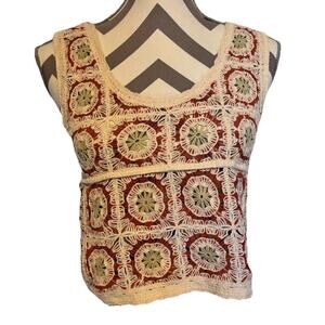 Rachel Zoe S/M-P/M Boho Sleeveless Crochet Knit Crop Top